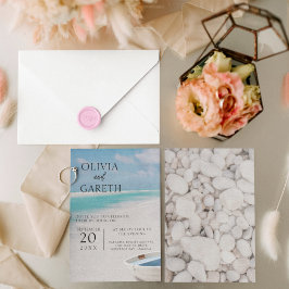 Convites Casamento de destino do oceano de praia em cor de
