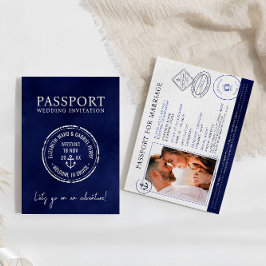 Convites Casamento de Destino do Passaporte Viagem Azul mar