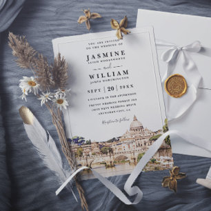 Convites Casamento de Destino Elegante da Silhueta de ROME