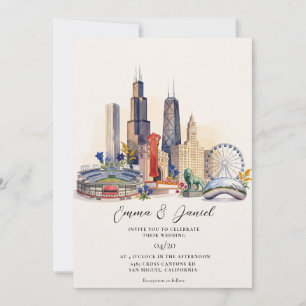 Convites Casamento de Destino em Aquarela do Horizonte de C