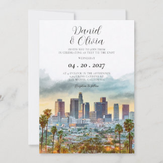 Convites Casamento de Destino em Aquarela Los Angeles