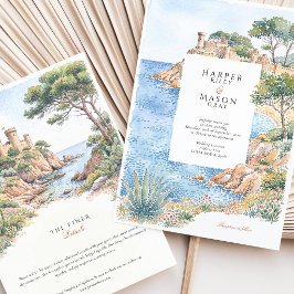 Convites Casamento de Destino em Costa Brava Espanha Aquare