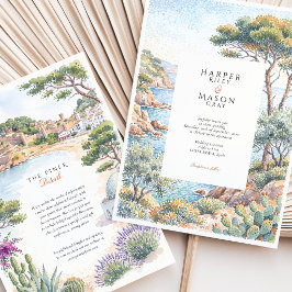 Convites Casamento de Destino em Costa Brava Espanha Aquare