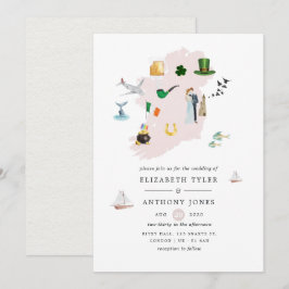 Convites Casamento de destino em Dublin Irlanda aquarela