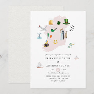 Convites Casamento de destino em Dublin Irlanda aquarela