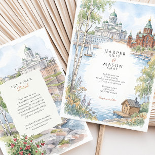 Convites Casamento de Destino em Helsinki Finlândia com Aqu