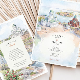 Convites Casamento de Destino em Helsinki Finlândia com Aqu