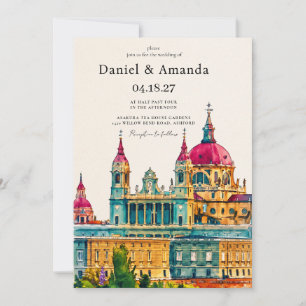 Convites Casamento de Destino em Madrid Espanha aquarela