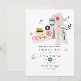 Convites Casamento de Destino em Nova York EUA aquarela