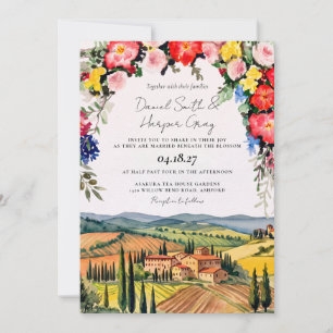 Convites Casamento de Destino em Toscana Itália em Aquarela