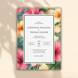 Convites Casamento de Destino Floral Tropical de Hibiscus