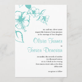 Convites Casamento de Destino Hawaii Turquoise Hibiscus