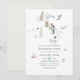Convites Casamento de destino italiano aquarela