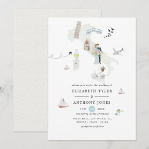Convites Casamento de destino italiano aquarela