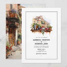 Convites Casamento de destino italiano aquarela