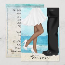 Convites Casamento de destino na praia com noiva e noivo