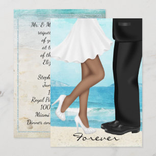 Convites Casamento de destino na praia com noiva e noivo