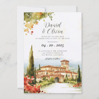 Convites Casamento de Destino na Toscana Itália em Aquarela