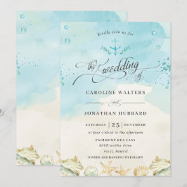 Convites Casamento de Destino Náutico Tropical de Praia