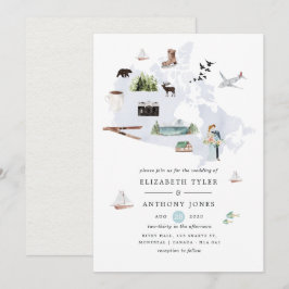 Convites Casamento de Destino no Canadá com Aquarela
