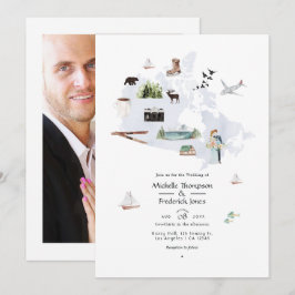 Convites Casamento de Destino no Canadá com Aquarela