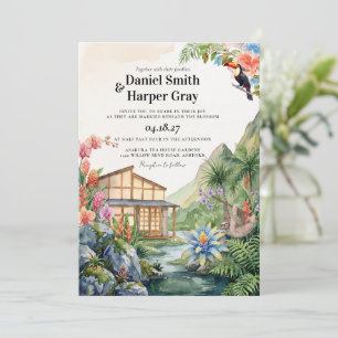 Convites Casamento de Destino no Costa Rica em Aquarela