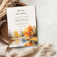 Casamento de Destino no Lago Outonal com Aquarela