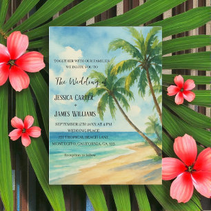 Convites Casamento de Destino Palmeiras Praia Tropical