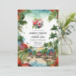 Convites Casamento de destino República Dominicana em aquar