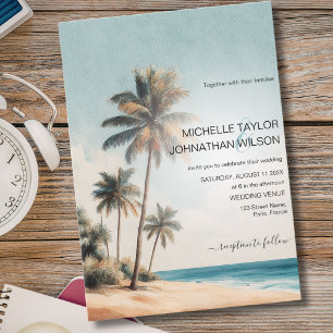 Convites Casamento de Destino Retro Tropical na Praia de Pa