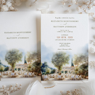 Convites Casamento de Destino Riviera Francesa em Aquarela