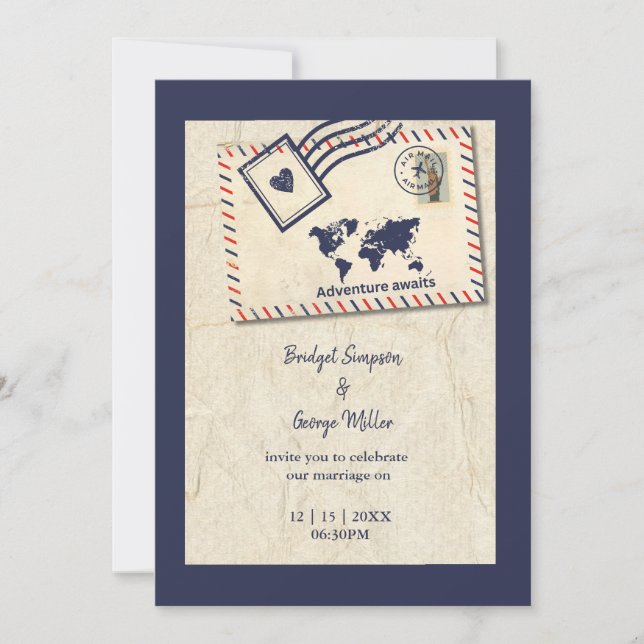 Convites Casamento de Destino Russo Internacional de Aventu (Frente)