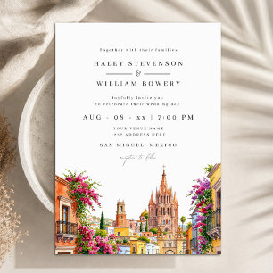 Convites Casamento de Destino San Miguel México em Aquarela