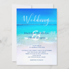 Convites Casamento de Destino Tropical Azul do Oceano Praia