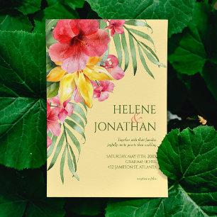 Convites Casamento de Destino Tropical de Floral Beach Colo