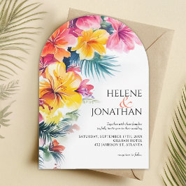 Convites Casamento de Destino Tropical de Hibiscus Elegant