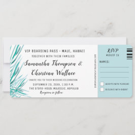 Convites Casamento de Destino Tropical de Palm de Embarque