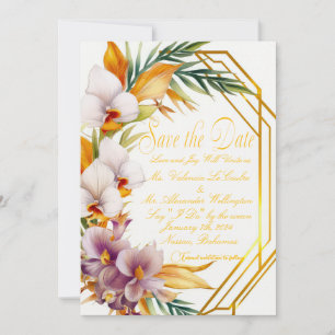 Convites Casamento de Destino Tropical Elegante Salvar a Da