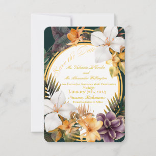 Convites Casamento de Destino Tropical Elegante Salvar a Da