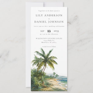 Convites Casamento de Destino Tropical em Aquarela