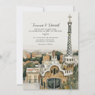 Convites Casamento de Destino Vista Aérea BARCELONA Espanha