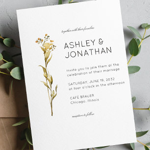 Convites Casamento de Detalhe Floral Moderno Minimalista