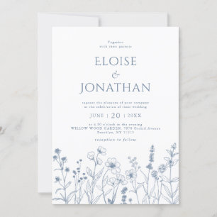 Convites Casamento de Detalhes de Flores Selvagem Minimalis