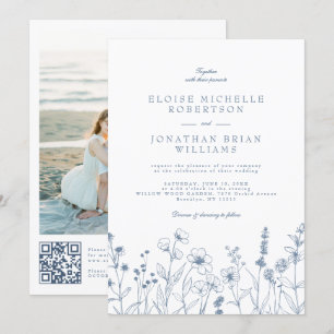 Convites Casamento de Detalhes de Flores Selvagem Minimalis
