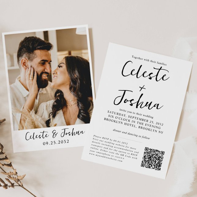 Convites Casamento de Detalhes do Código QR de Foto Elegant (Criador carregado)