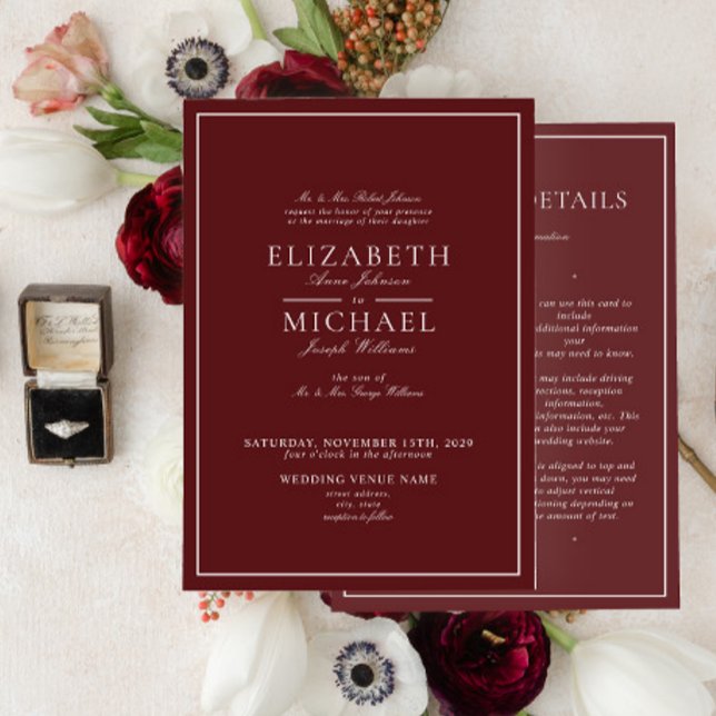 Convites Casamento de Detalhes do Script Clássico Elegante  (Criador carregado)