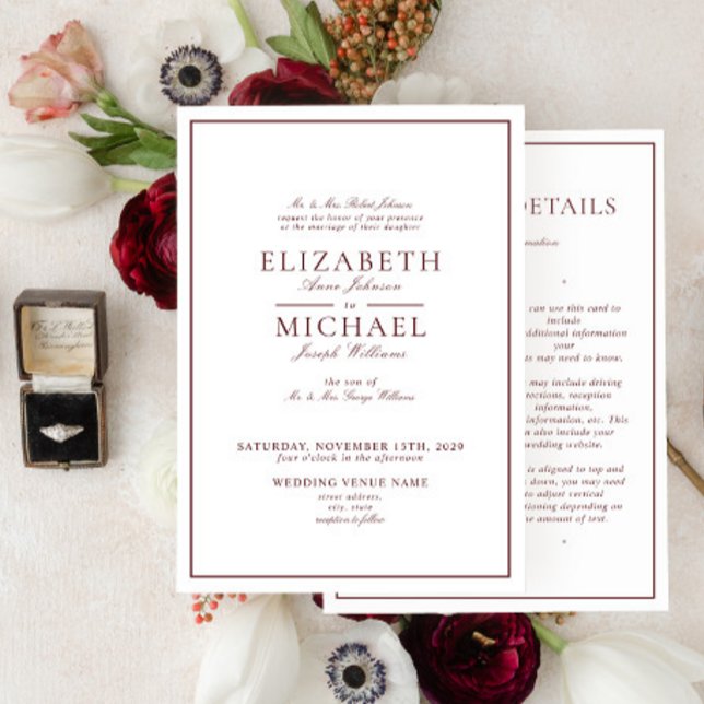 Convites Casamento de Detalhes do Script Clássico Elegante  (Criador carregado)