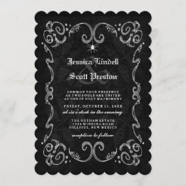 Convites Casamento de Dia das Bruxas Branca Negra, Gótica N