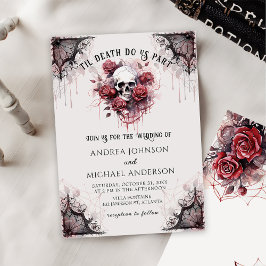 Convites Casamento de Dia das Bruxas com Rosa gótica