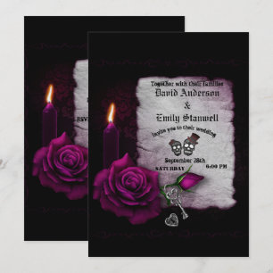 Convites Casamento de Dia das Bruxas com Velas Góticas Flo